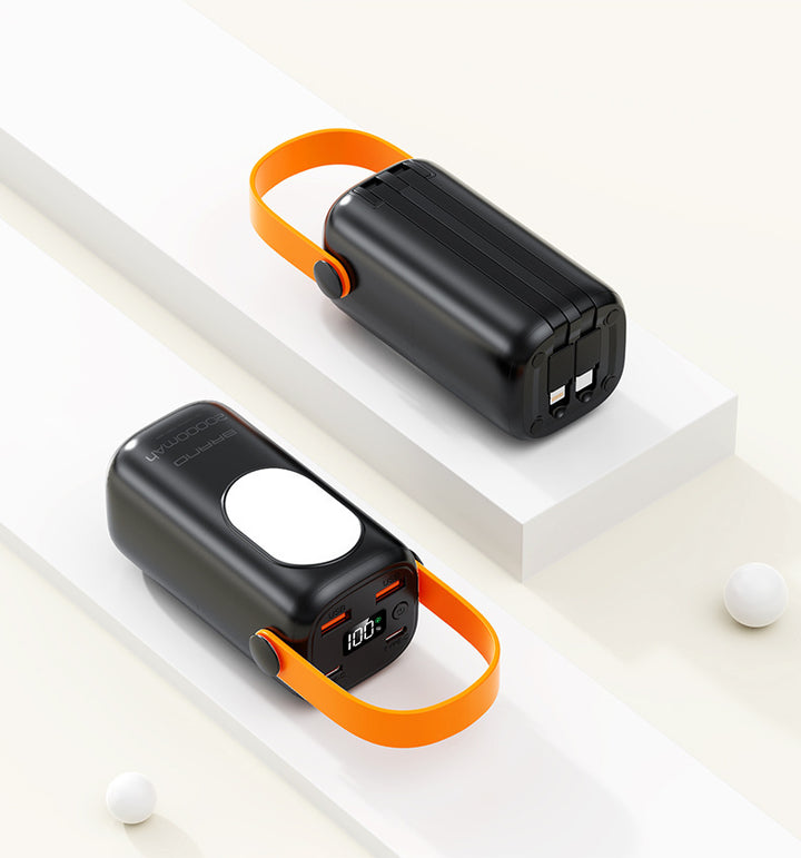 Portable power bank with integrated carrying handle and digital charging indicator Bowlift