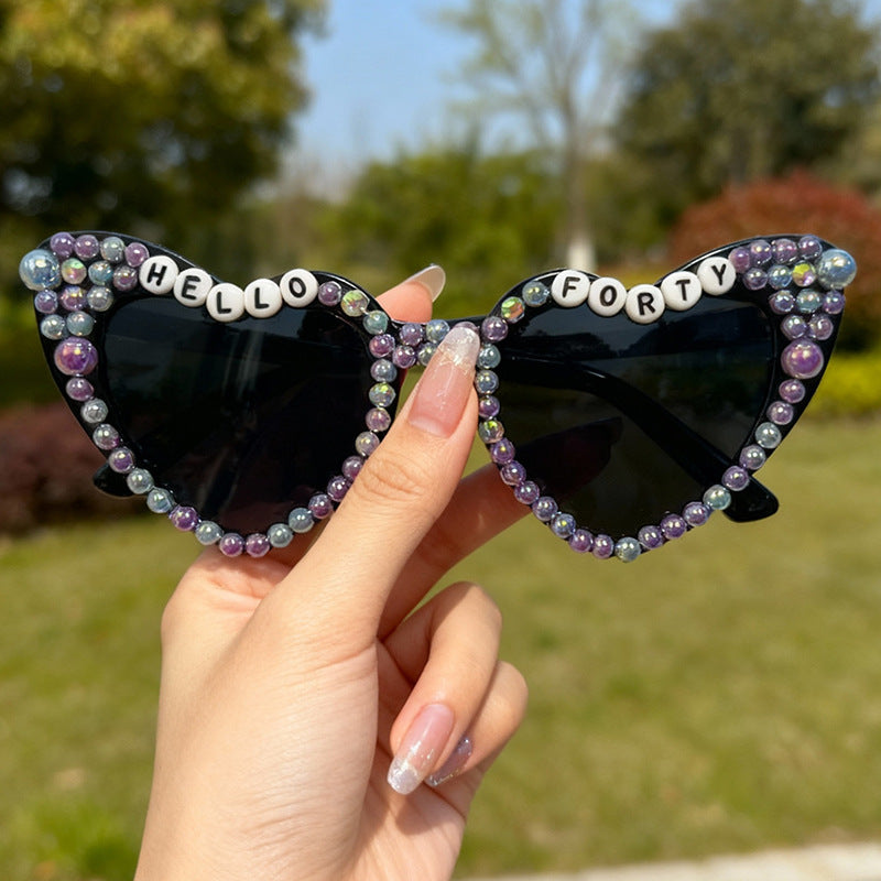 Pearl-Embellished Cat-Eye Sunglasses Bowlift