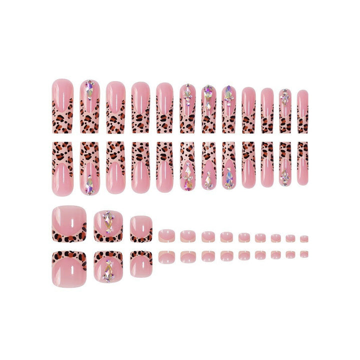 Artistic 3D Decorative Press-On Nail Set with Animal Print Accents Bowlift
