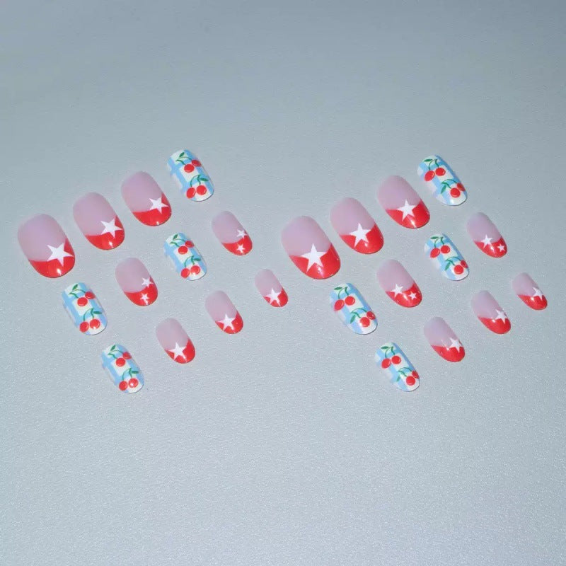 Creative art nails with cherry design Bowlift