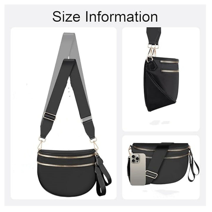 Fashionable crossbody bag with removable shoulder strap and double zipper Bowlift