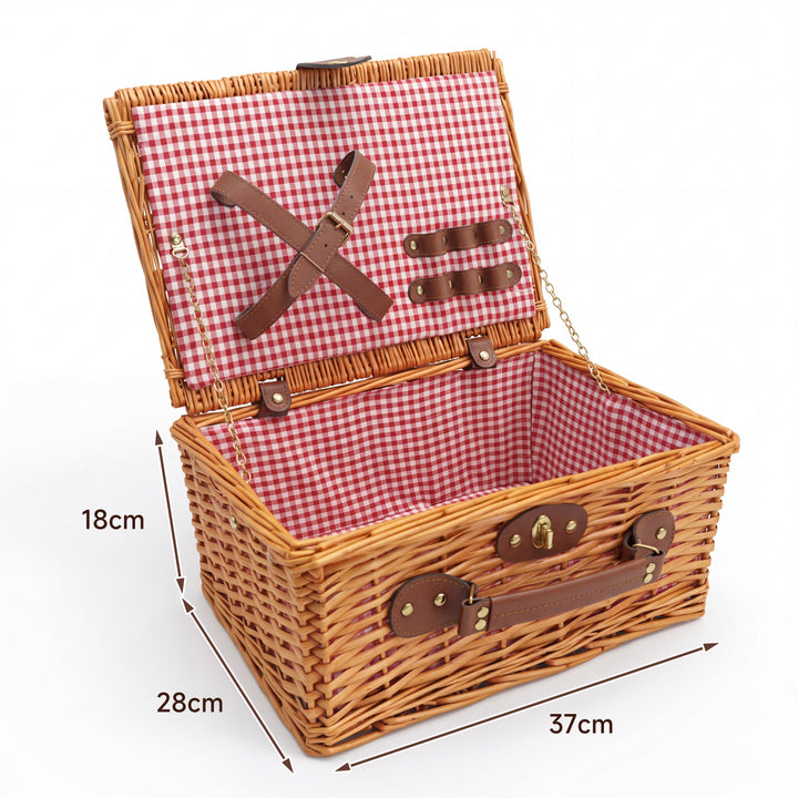 Ladies luxurious picnic basket with integrated crockery set and insulated cooler compartment Bowlift