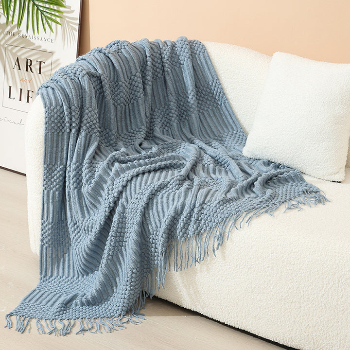 Women's stylish living room throw blanket with fringe pattern Bowlift