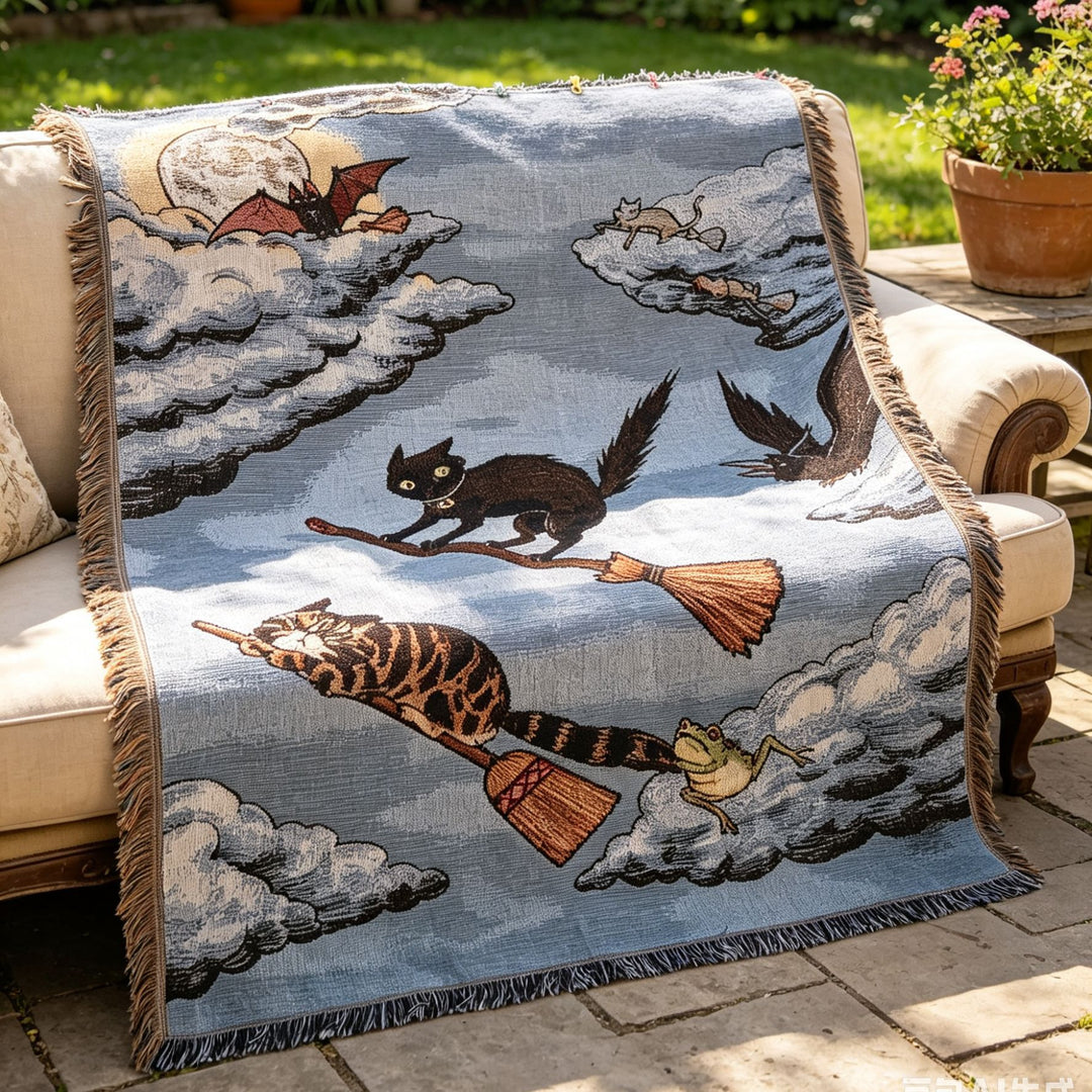 Whimsical Animal-Themed Tapestry Blanket