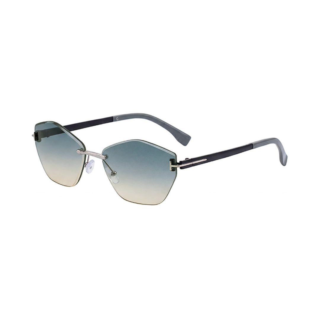 Rimless Hexagonal Gradient-Effect UV Protection Sunglasses with Adjustable Nose Pads Bowlift