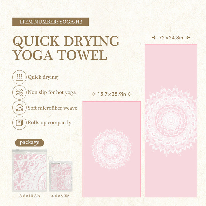 Quick-Drying Non-Slip Microfiber Yoga Towel with Mandala Grip Pattern Bowlift