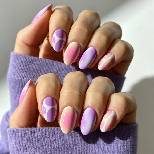 Artificial nails with floral gradient Bowlift