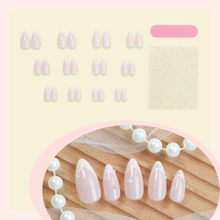 Elegant Stiletto Press-On Nails with Pearl Accents Bowlift