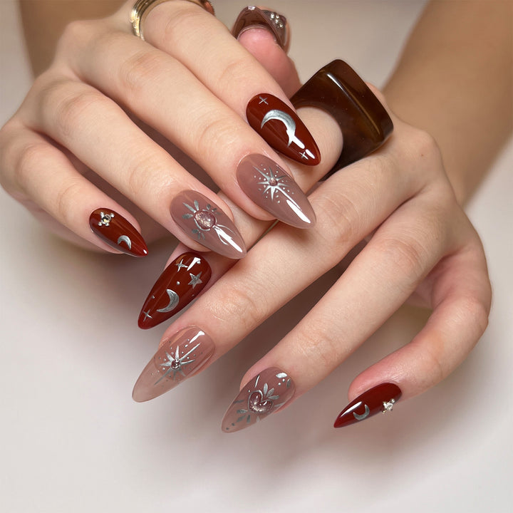 Artful nail extensions in unique moon design Bowlift
