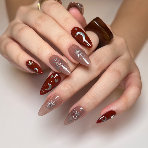 Artful nail extensions in unique moon design Bowlift