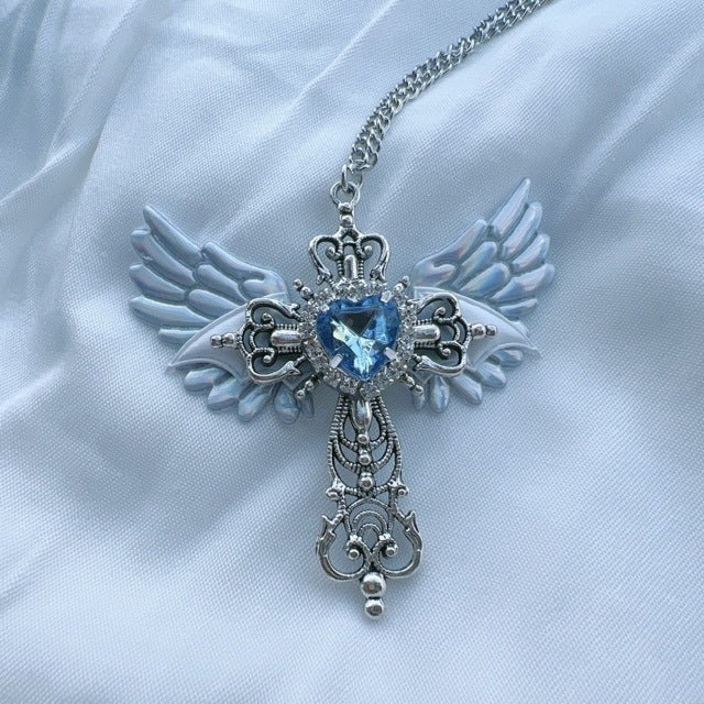 Angel Wing Heart Pendant Necklace Bowlift