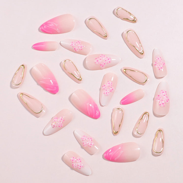 Elegant Ombre Floral Design Press-On Nails Bowlift