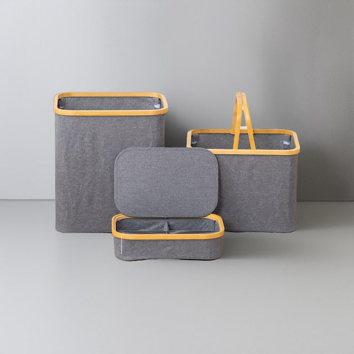 Multifunctional laundry storage box with bamboo lid Bowlift