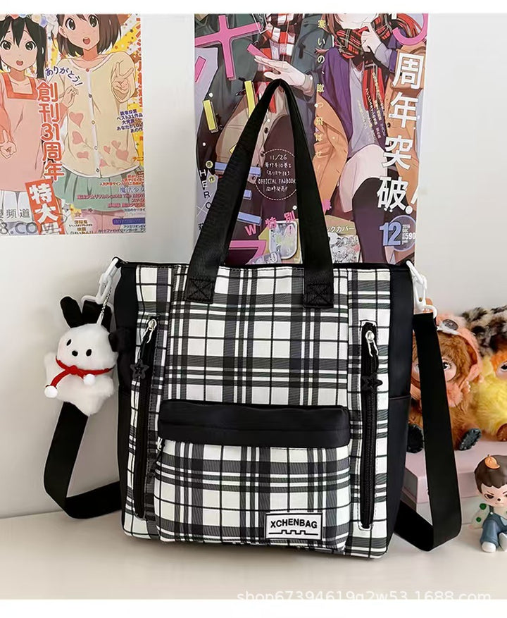 Stylish Plaid School Backpack Bowlift