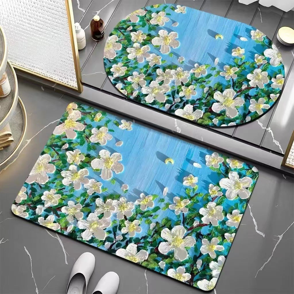 Floral Patterned Bath Mat Bowlift