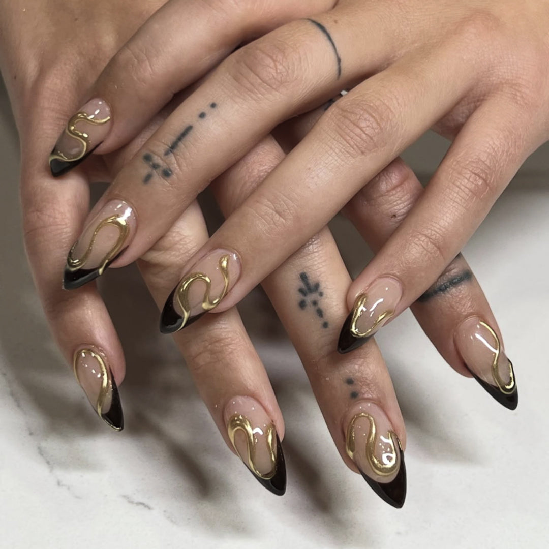 Artful Nail Art with Flower Design and Blue French Tip Bowlift