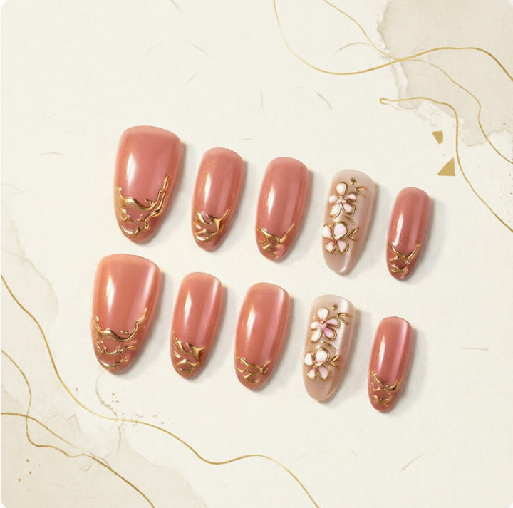 Artificial nails with floral design Bowlift