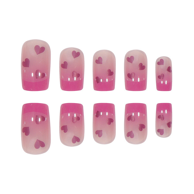 Heart-Embellished Ombre Press-On Nails Bowlift