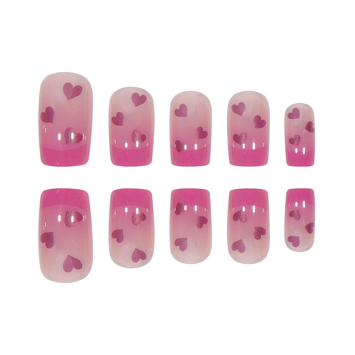 Heart-Embellished Ombre Press-On Nails Bowlift