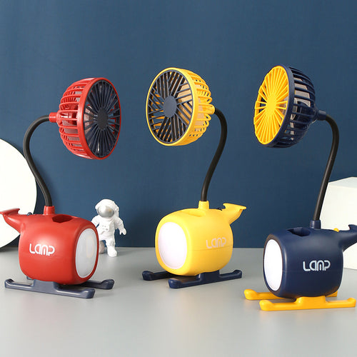 Women's multifunctional table fan with LED lighting and flexible arm Bowlift