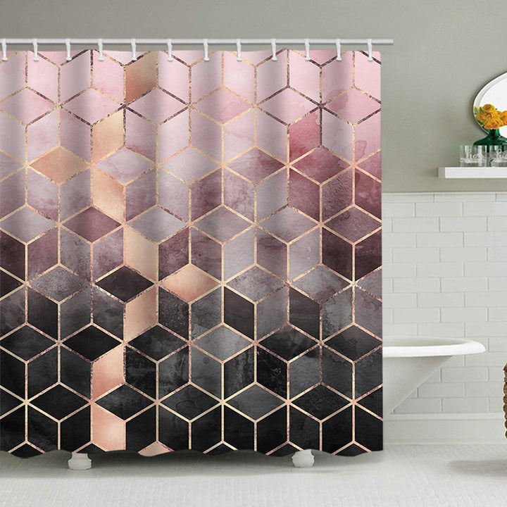 Textured Mosaic Pattern Shower Curtain Bowlift