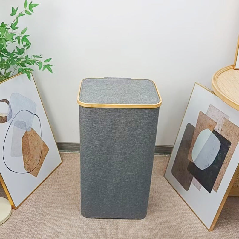 Laundry basket with removable lid and bamboo frame Bowlift