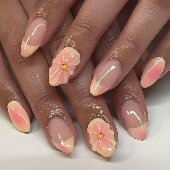 Elegant Artificial Nails with Botanical Designs Bowlift