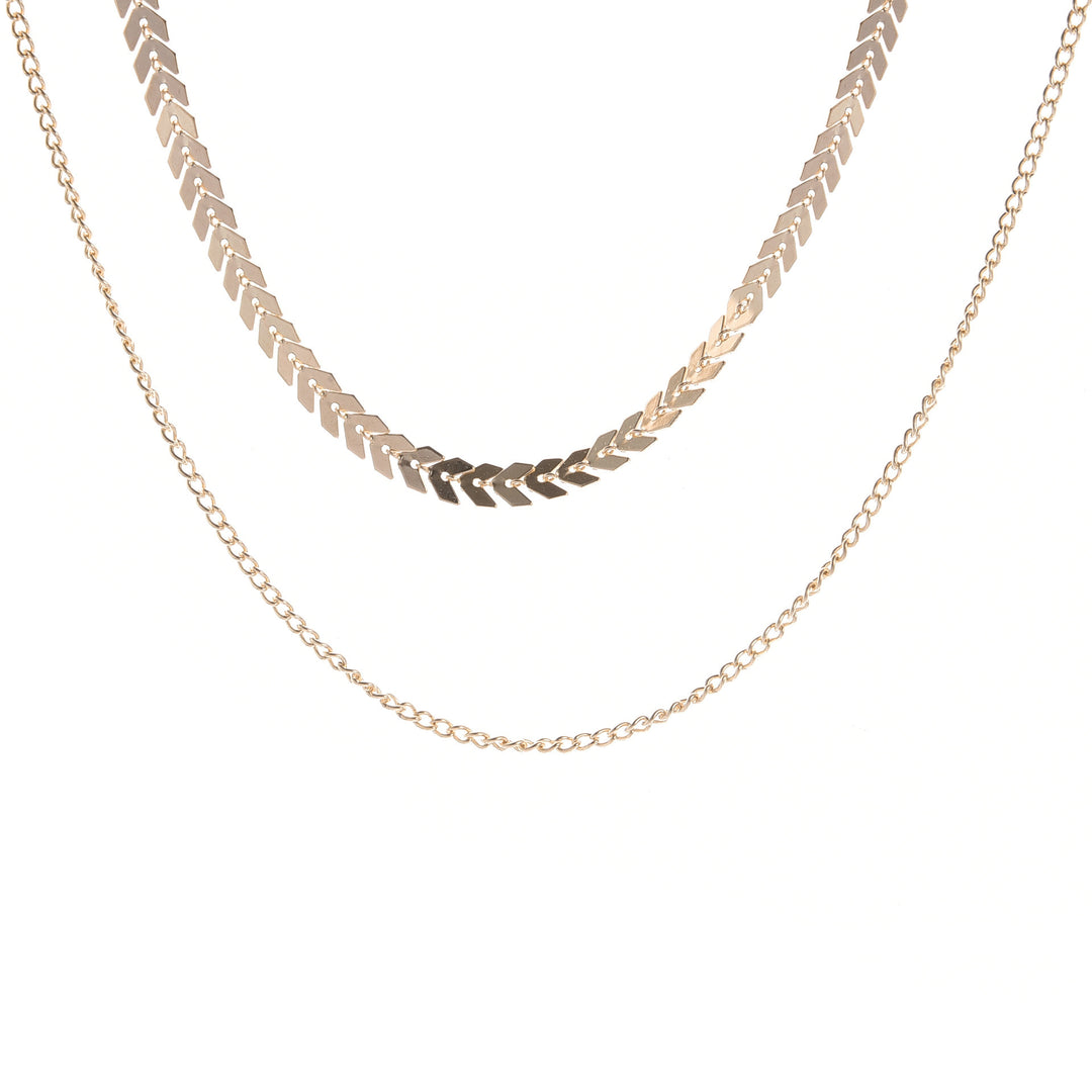 Layered Chevron Chain Necklace Bowlift