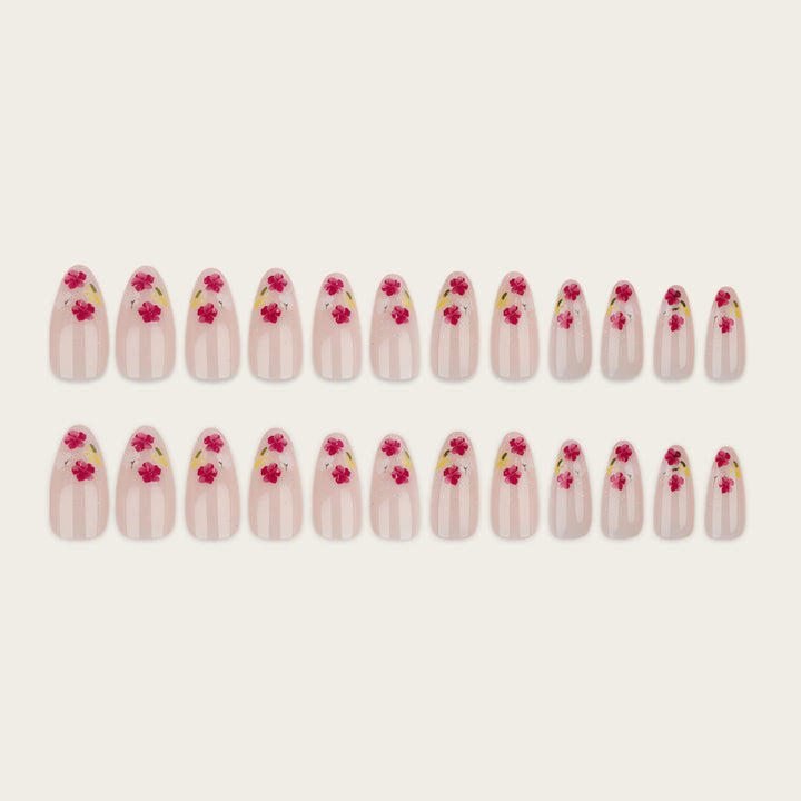 Elegant artificial nails with floral decorations Bowlift