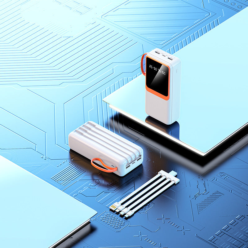 Portable power bank with digital charging display and integrated cable Bowlift