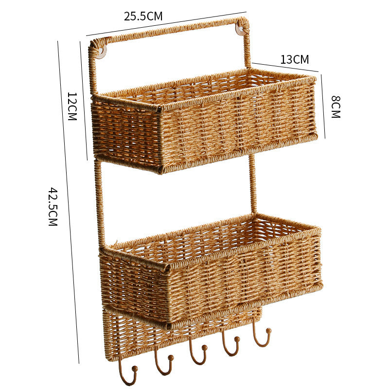 Unisex Wall-mounted Storage Basket with Double Shelf Bowlift