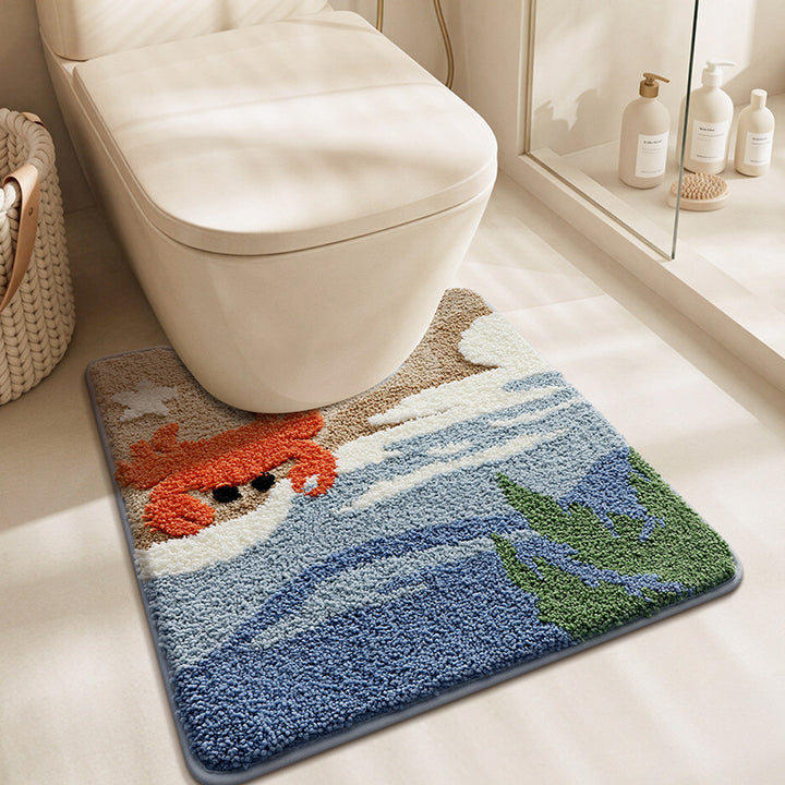 Ocean Wave Design Bath Mat Bowlift