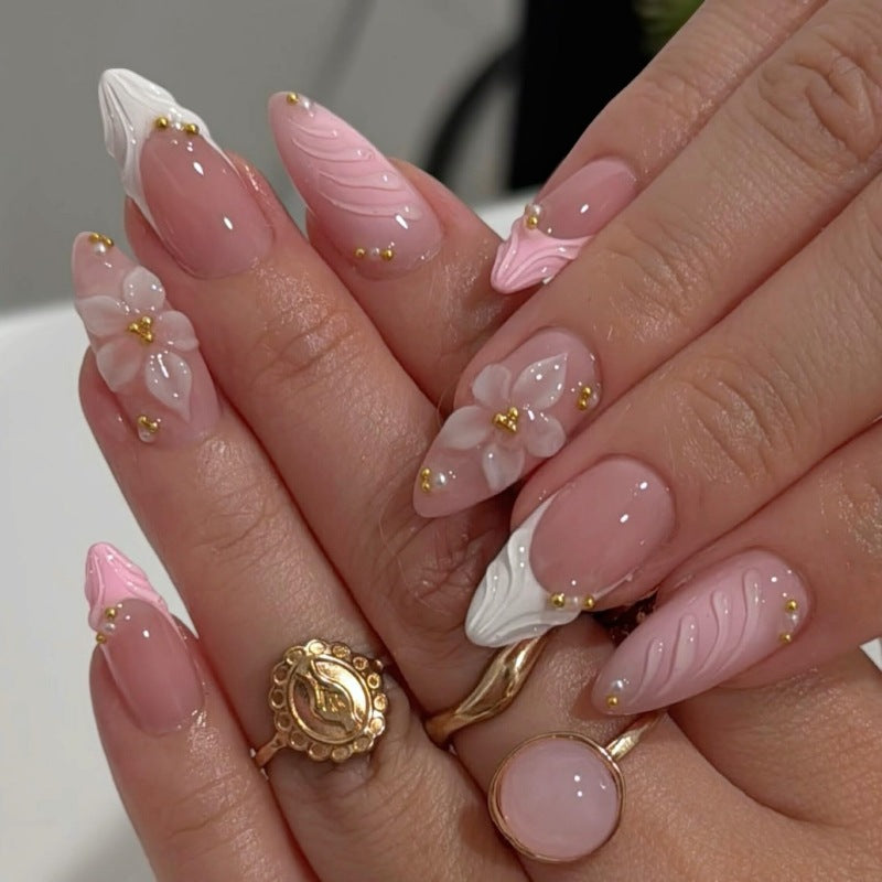 Floral Embellished Press-On Nail Set Bowlift