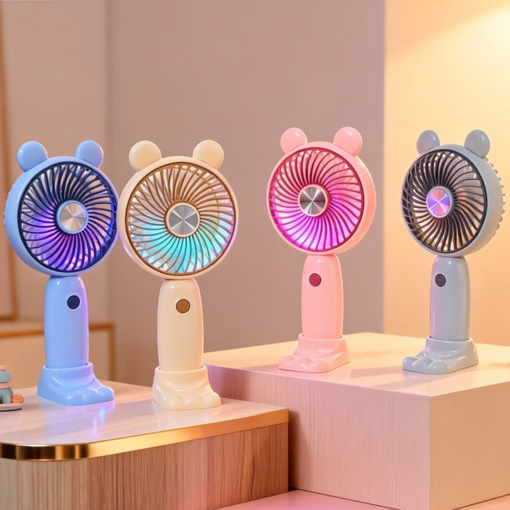Ladies portable handheld fan with LED function and ergonomic design Bowlift