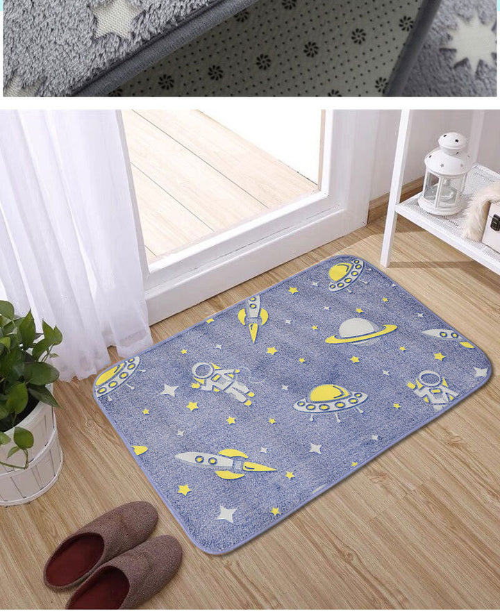Star-Patterned Plush Bath Mat Bowlift