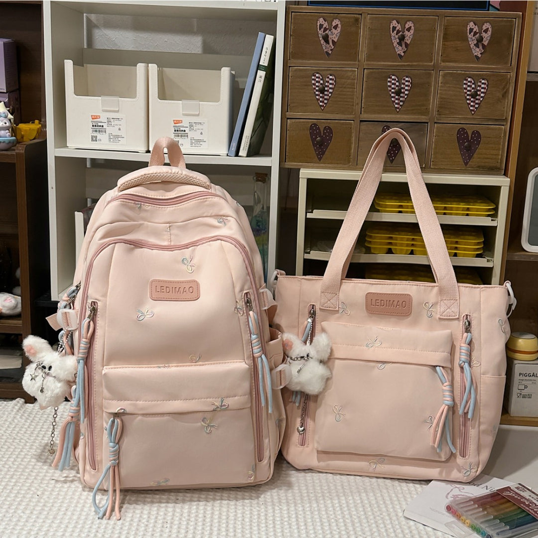 Versatile Embroidered Backpack Set