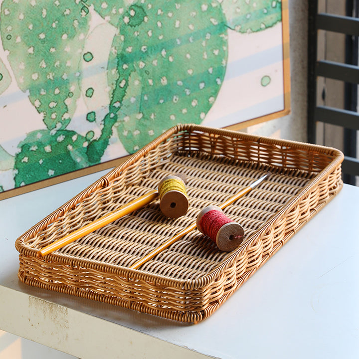 Unisex Rectangular Serving Basket made of handwoven natural material Bowlift
