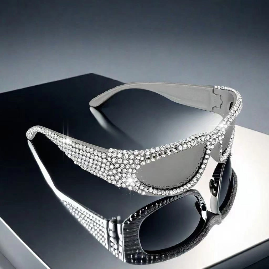 Women's Glittering Sunglasses with Sparkling Crystal Frame Bowlift
