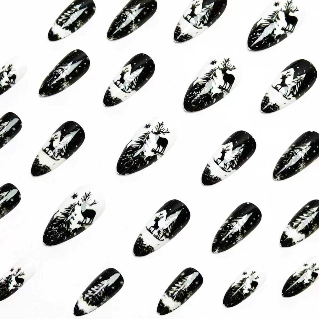 Elegant Artificial Nails in Christmas Design Bowlift
