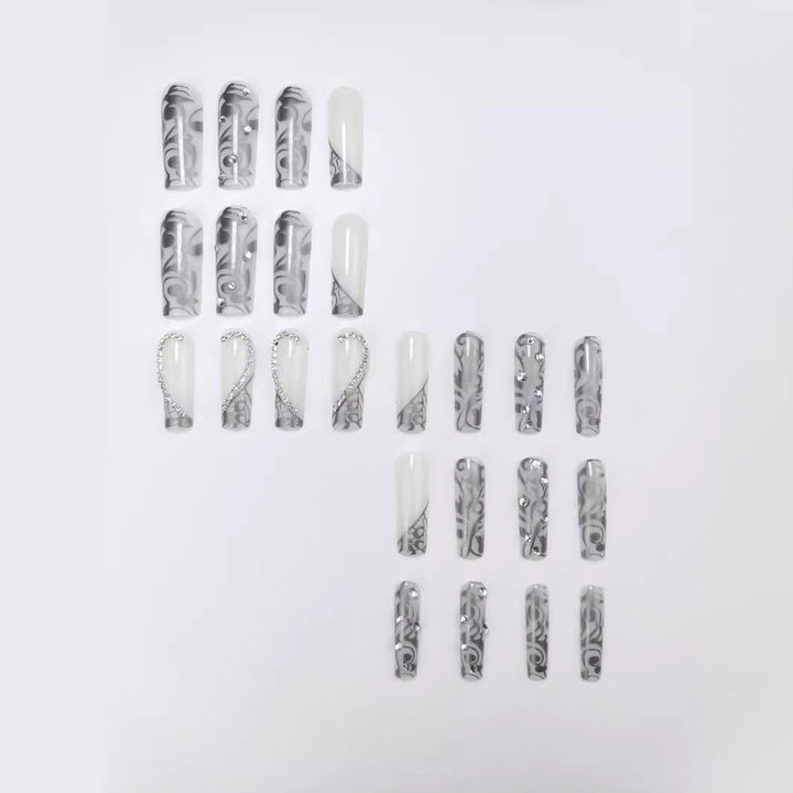 Artificial nails with modern night motif Bowlift