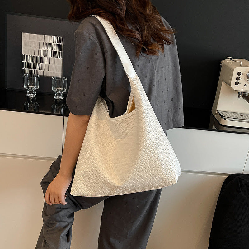 Sleek Textured Leather Hobo Handbag Bowlift