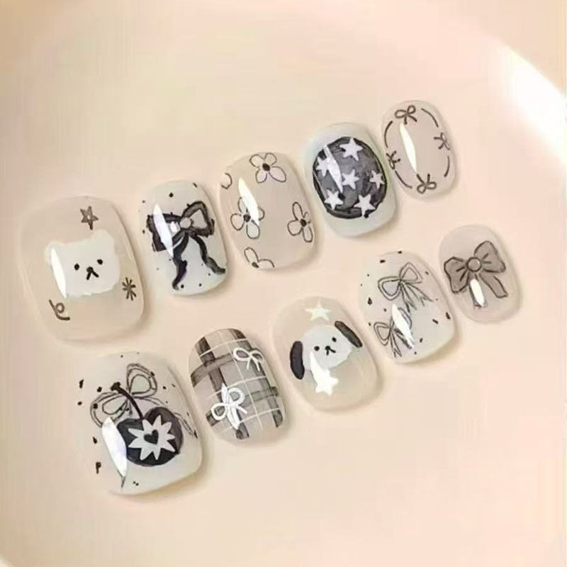 Artistic Coffee-Inspired Press-On Nail Art Set Bowlift