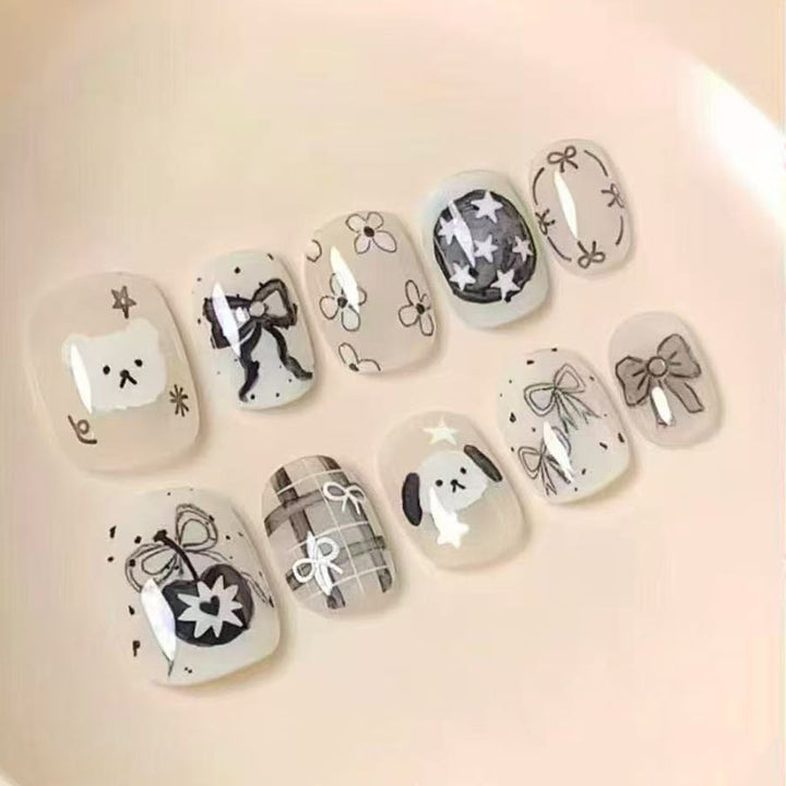 Artistic Coffee-Inspired Press-On Nail Art Set Bowlift