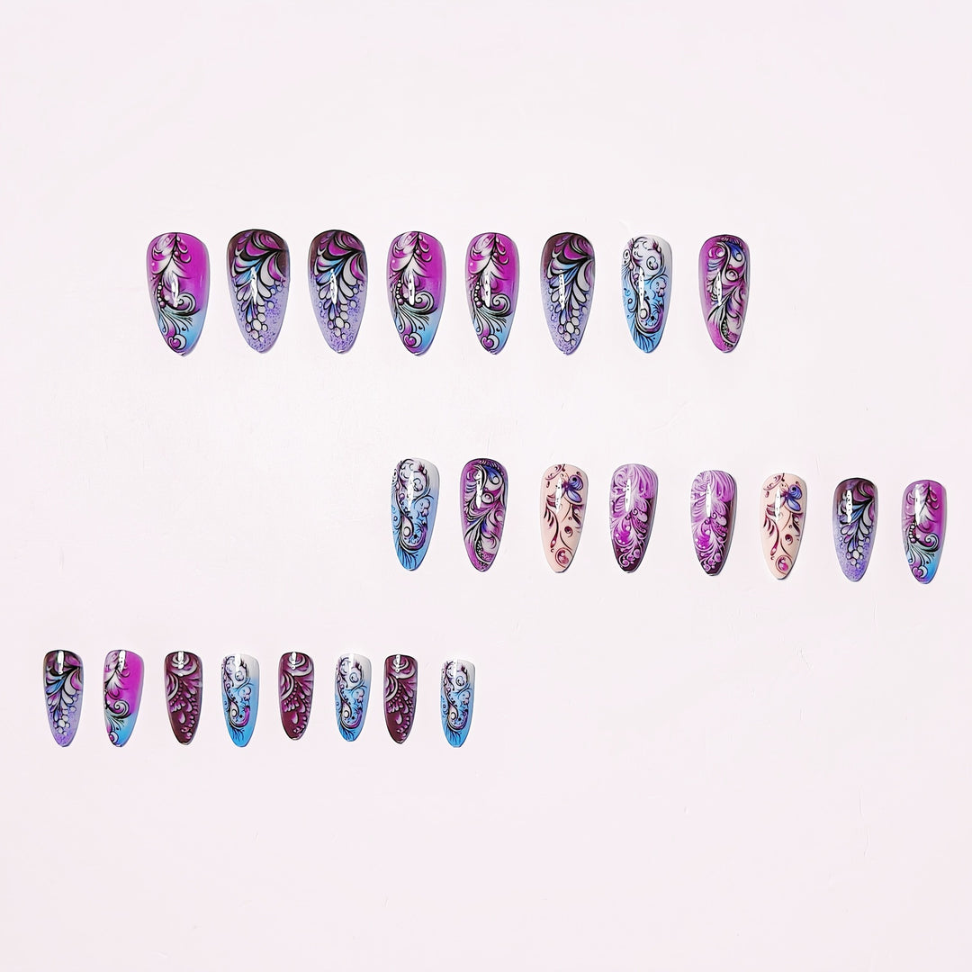 Creative artificial nails with floral and shimmering design elements Bowlift