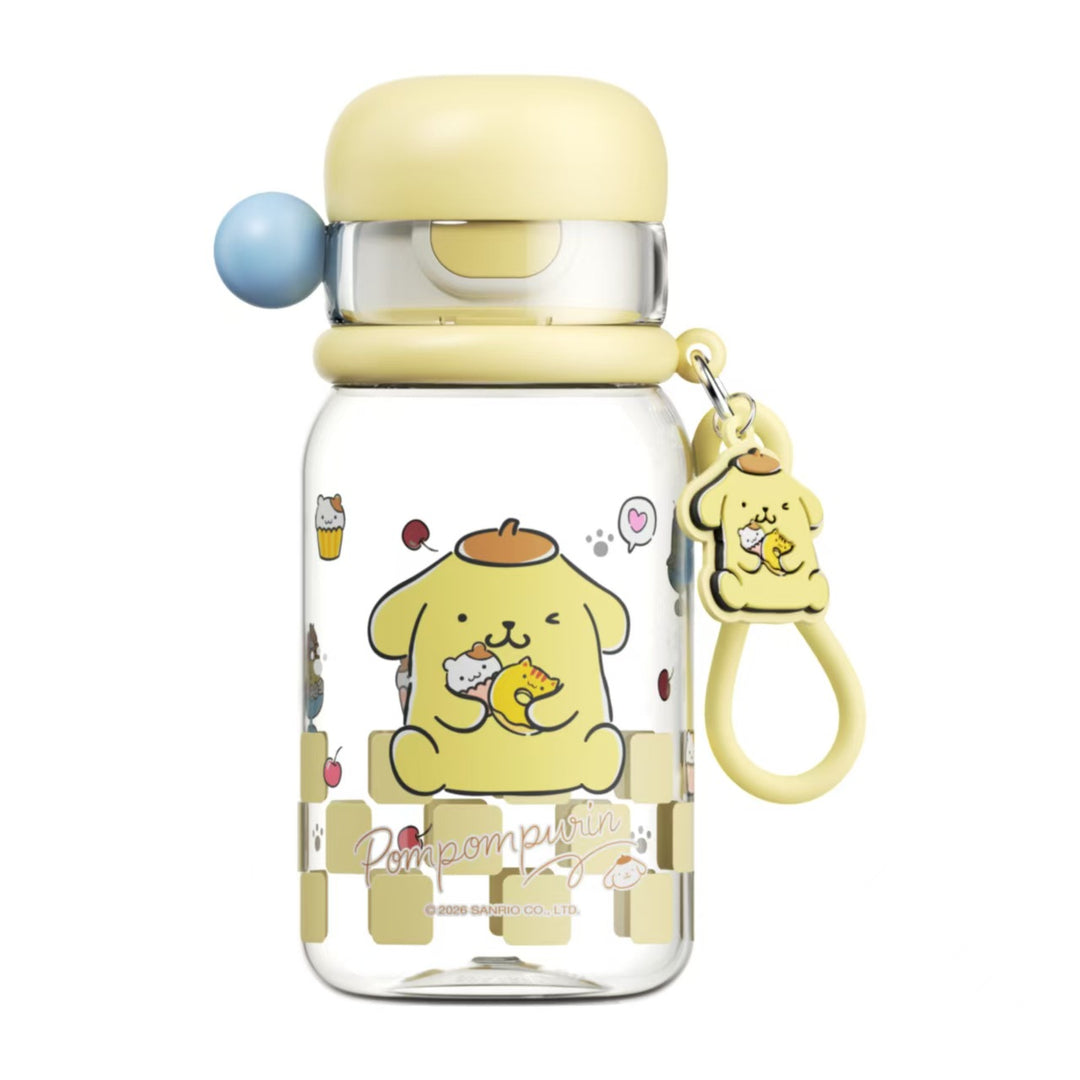Ladies drinking bottle with practical silicone drinking straw and cute Bowlift motif