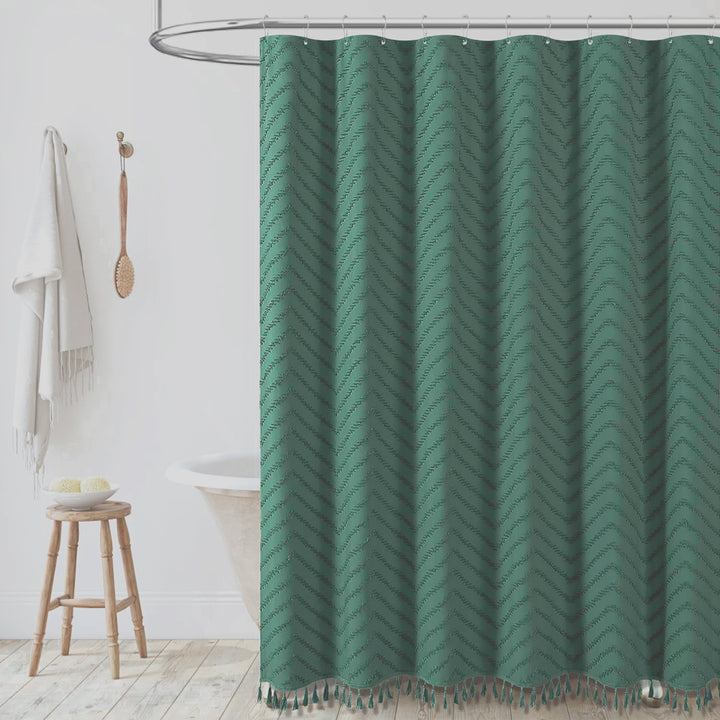 Textured Geometric Shower Curtain Bowlift