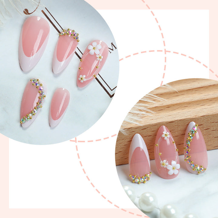 Premium Artistic Press-On Nail Set with Elegant Design Accents Bowlift