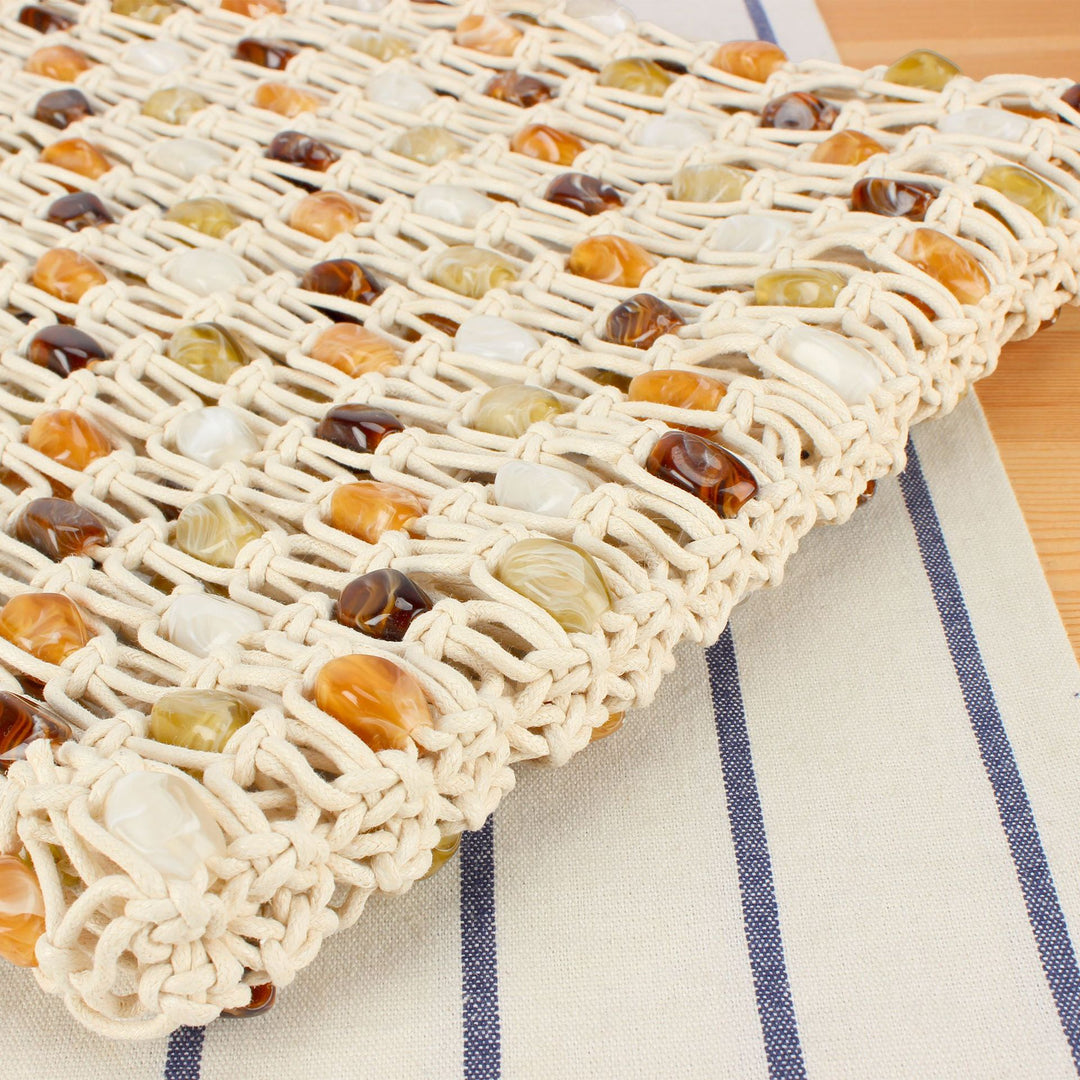 Hand-knotted basket bag with colorful beads Bowlift
