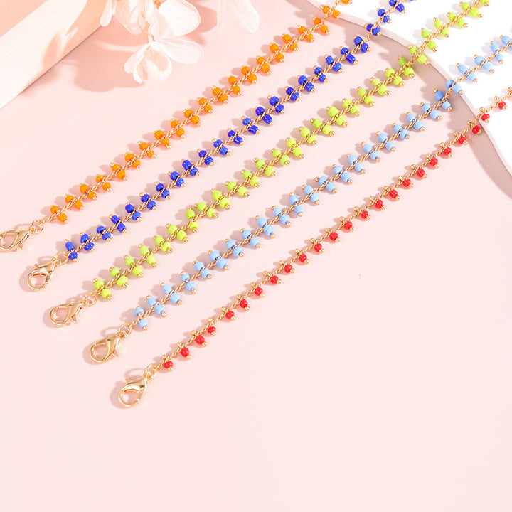 Delicate Beaded Ankle Bracelet Bowlift