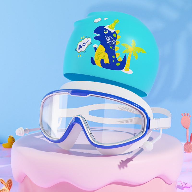 Kids Unicorn-Themed Swim Mask and Cap Set Bowlift